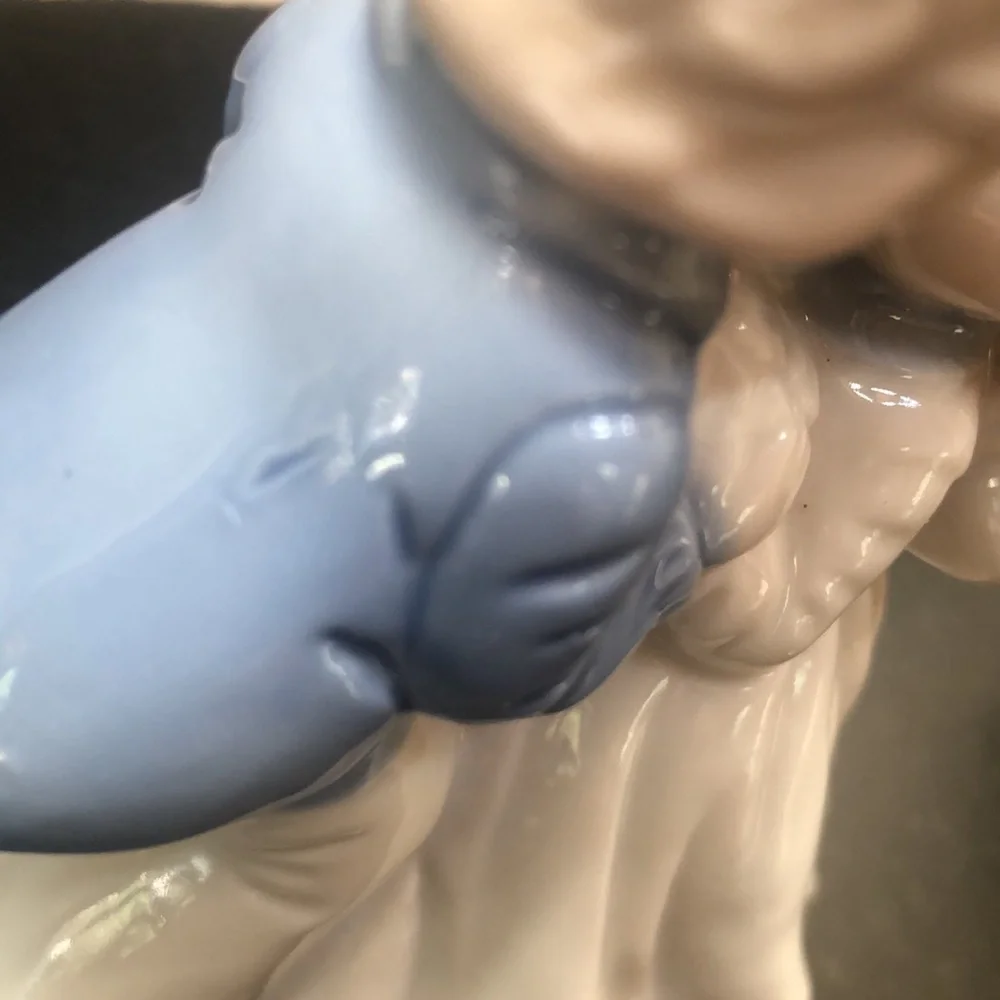 Vintage Ceramic Porcelain Figurine of Kissing Wedding Couple Cake Topper- Blue